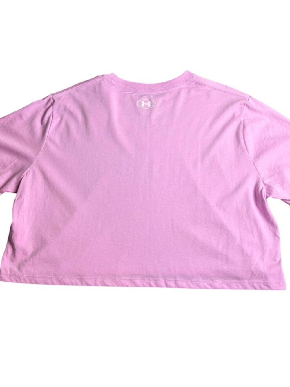 Under Armour Women's Size S Boxy Crop Top Short Sleeves Pink Logo Active Casual - Picture 6 of 8